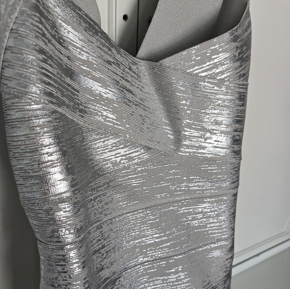 NWT Herve Leger Metallic Foil Bandage Midi Dress - Picture 7 of 14